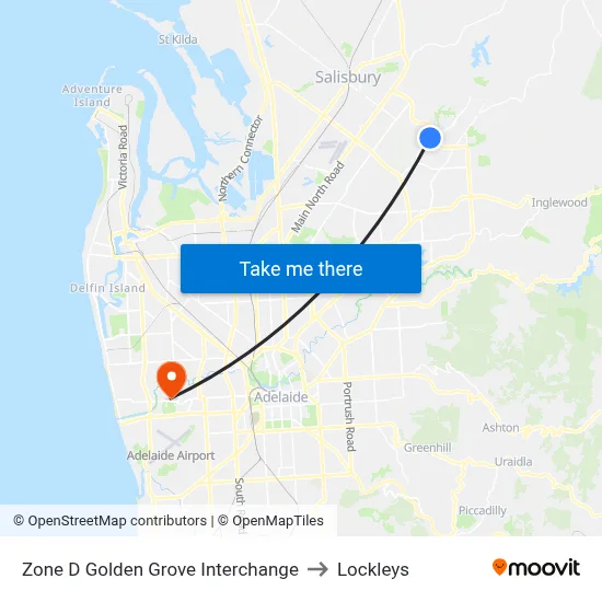 Zone D Golden Grove Interchange to Lockleys map
