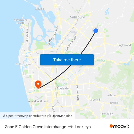 Zone E Golden Grove Interchange to Lockleys map