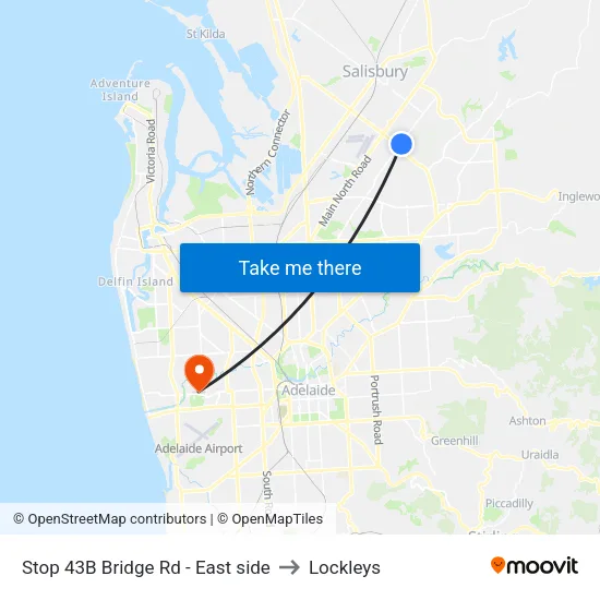 Stop 43B Bridge Rd - East side to Lockleys map