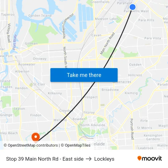 Stop 39 Main North Rd - East side to Lockleys map