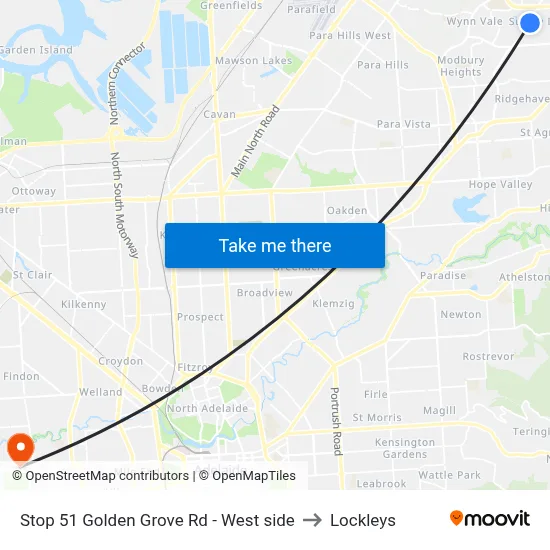 Stop 51 Golden Grove Rd - West side to Lockleys map