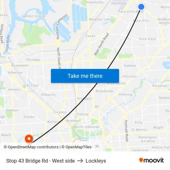 Stop 43 Bridge Rd - West side to Lockleys map