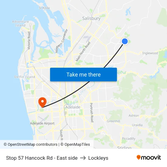 Stop 57 Hancock Rd - East side to Lockleys map