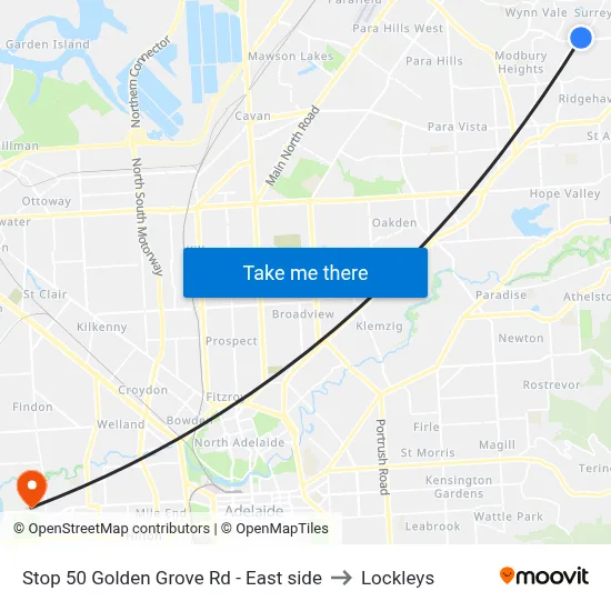 Stop 50 Golden Grove Rd - East side to Lockleys map