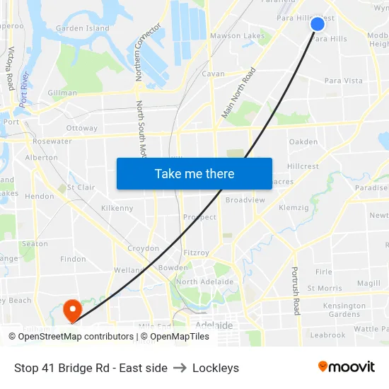 Stop 41 Bridge Rd - East side to Lockleys map
