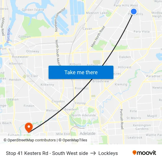 Stop 41 Kesters Rd - South West side to Lockleys map