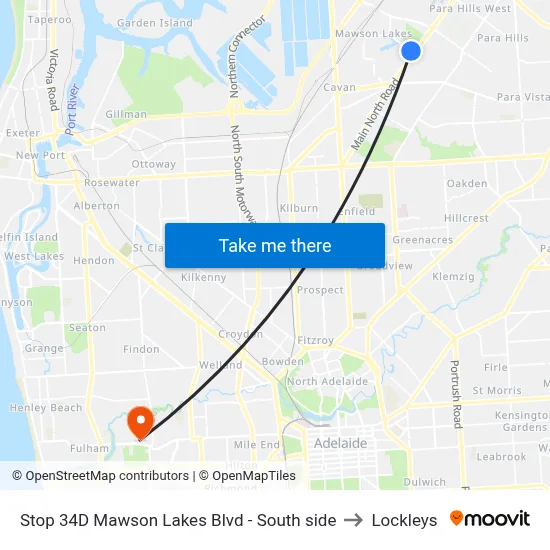 Stop 34D Mawson Lakes Blvd - South side to Lockleys map