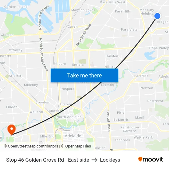 Stop 46 Golden Grove Rd - East side to Lockleys map