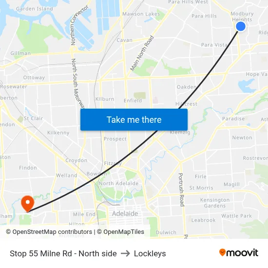 Stop 55 Milne Rd - North side to Lockleys map