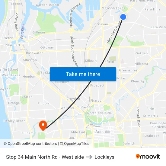 Stop 34 Main North Rd - West side to Lockleys map