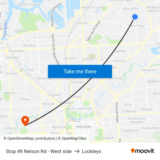 Stop 49 Nelson Rd - West side to Lockleys map