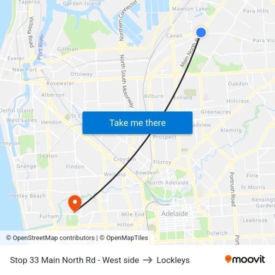 Stop 33 Main North Rd - West side to Lockleys map