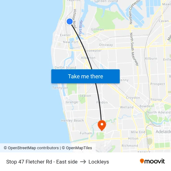 Stop 47 Fletcher Rd - East side to Lockleys map