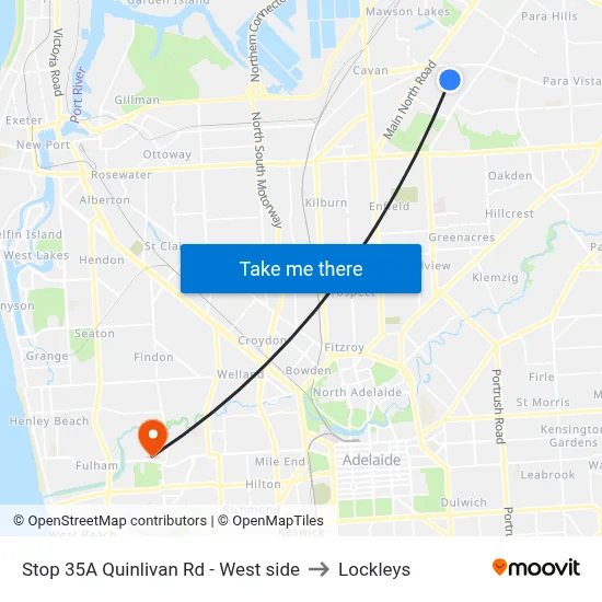 Stop 35A Quinlivan Rd - West side to Lockleys map