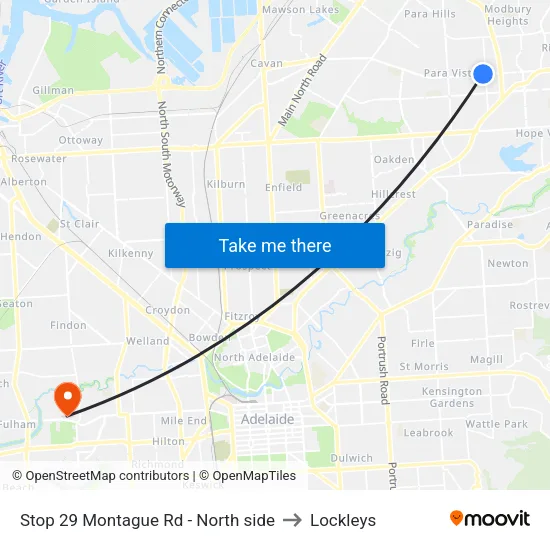 Stop 29 Montague Rd - North side to Lockleys map