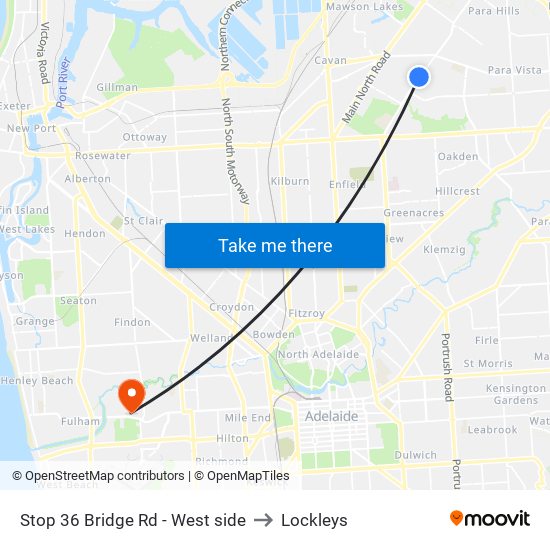 Stop 36 Bridge Rd - West side to Lockleys map