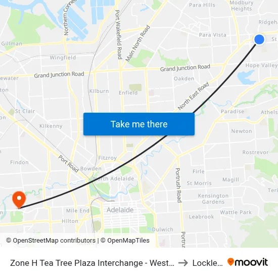 Zone H Tea Tree Plaza Interchange - West side to Lockleys map