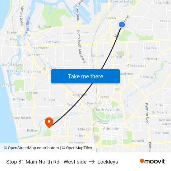 Stop 31 Main North Rd - West side to Lockleys map