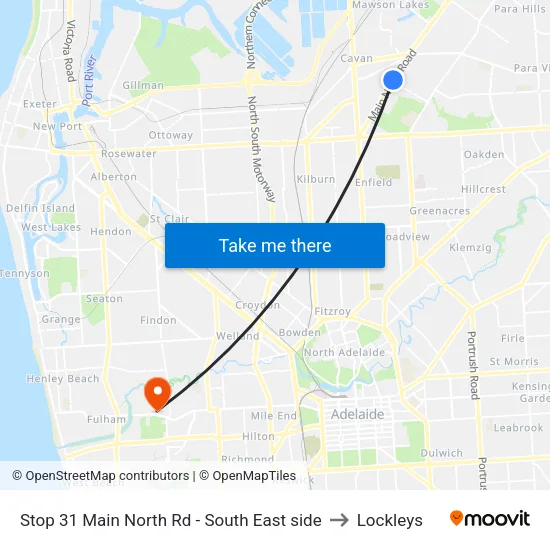 Stop 31 Main North Rd - South East side to Lockleys map