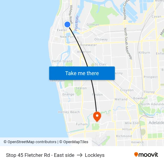 Stop 45 Fletcher Rd - East side to Lockleys map