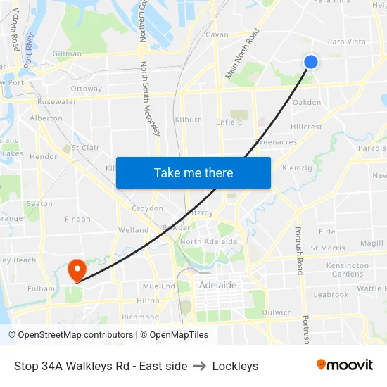 Stop 34A Walkleys Rd - East side to Lockleys map