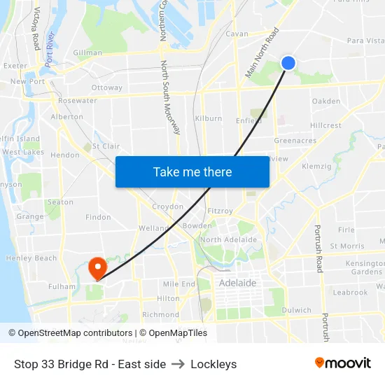 Stop 33 Bridge Rd - East side to Lockleys map