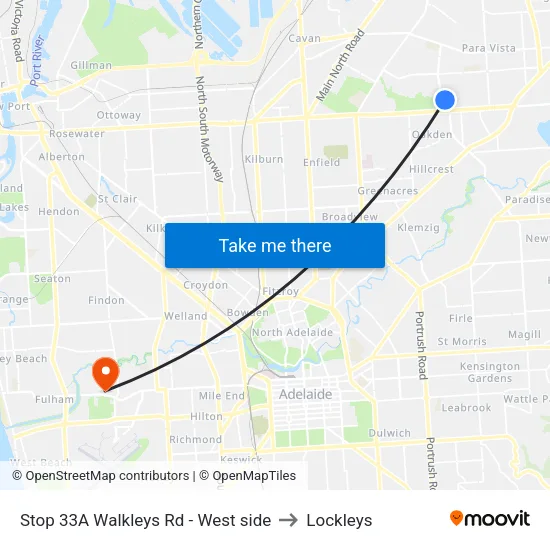 Stop 33A Walkleys Rd - West side to Lockleys map