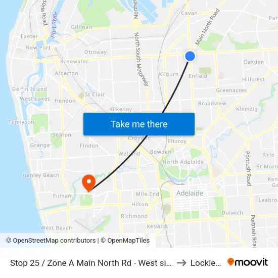 Stop 25 / Zone A Main North Rd - West side to Lockleys map