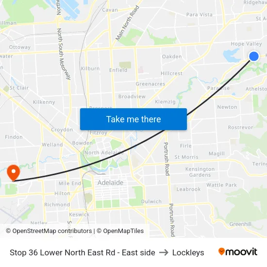 Stop 36 Lower North East Rd - East side to Lockleys map