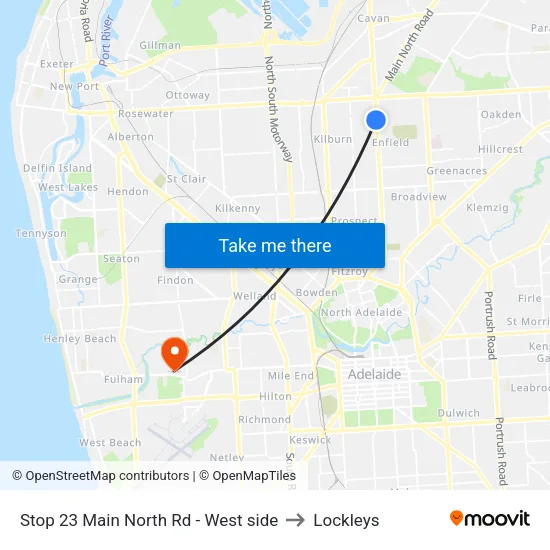 Stop 23 Main North Rd - West side to Lockleys map