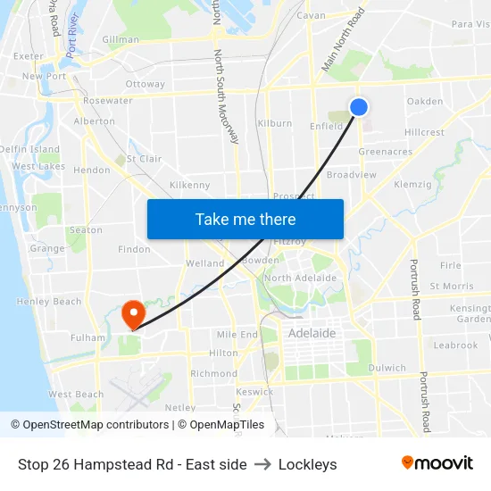 Stop 26 Hampstead Rd - East side to Lockleys map