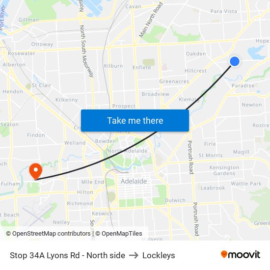 Stop 34A Lyons Rd - North side to Lockleys map