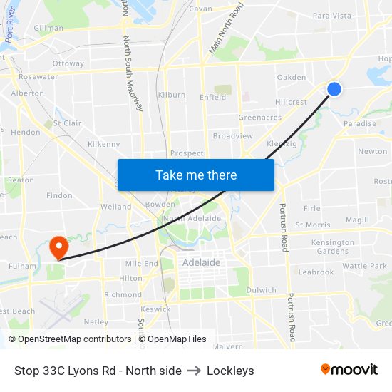 Stop 33C Lyons Rd - North side to Lockleys map