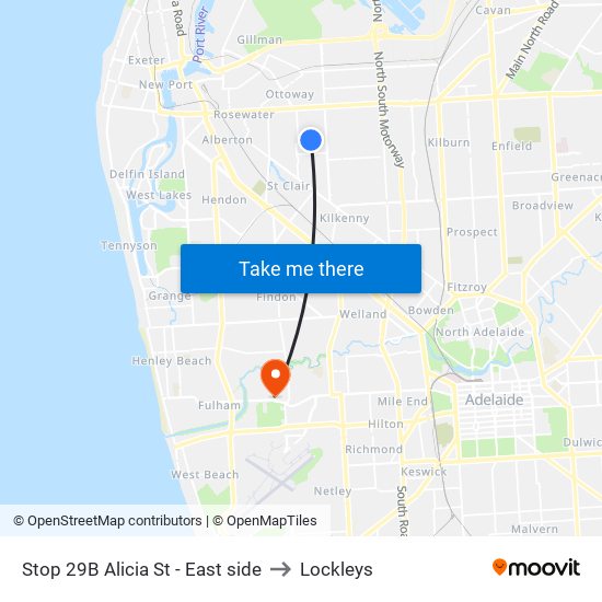 Stop 29B Alicia St - East side to Lockleys map