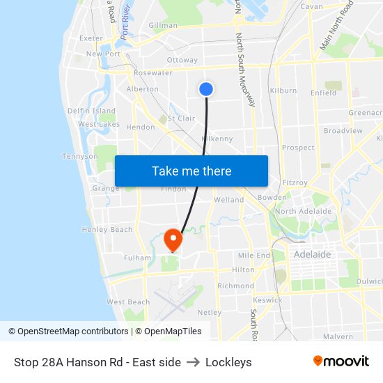 Stop 28A Hanson Rd - East side to Lockleys map