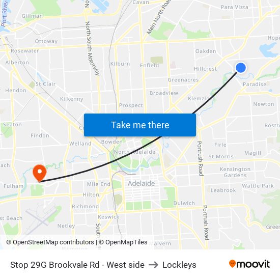 Stop 29G Brookvale Rd - West side to Lockleys map