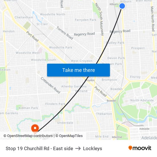 Stop 19 Churchill Rd - East side to Lockleys map