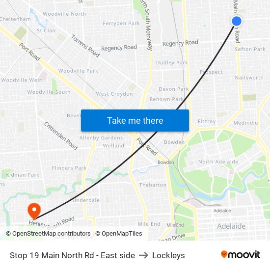 Stop 19 Main North Rd - East side to Lockleys map