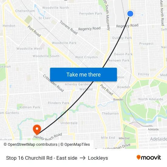Stop 16 Churchill Rd - East side to Lockleys map