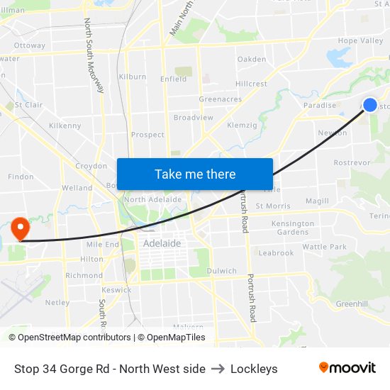 Stop 34 Gorge Rd - North West side to Lockleys map