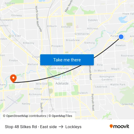 Stop 48 Silkes Rd - East side to Lockleys map