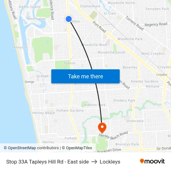 Stop 33A Tapleys Hill Rd - East side to Lockleys map