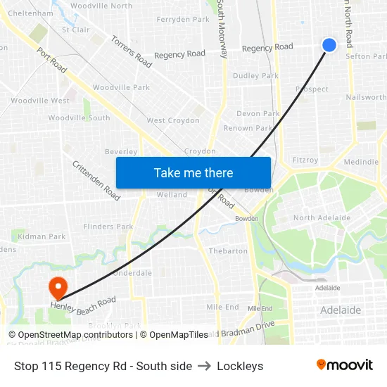 Stop 115 Regency Rd - South side to Lockleys map