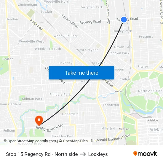 Stop 15 Regency Rd - North side to Lockleys map