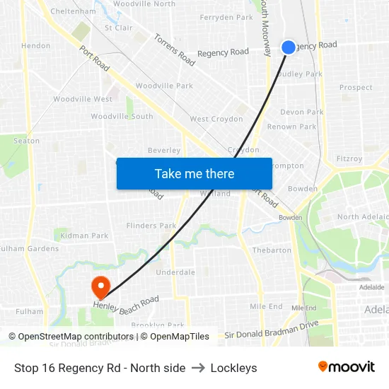 Stop 16 Regency Rd - North side to Lockleys map