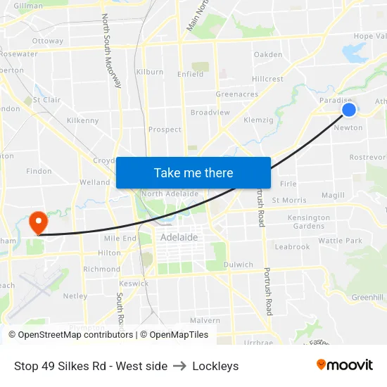 Stop 49 Silkes Rd - West side to Lockleys map