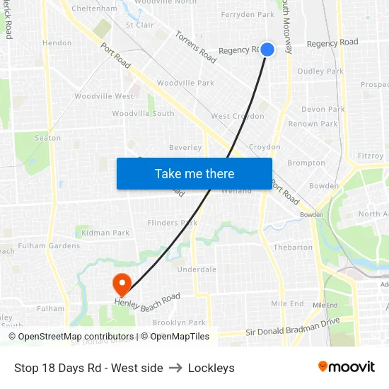 Stop 18 Days Rd - West side to Lockleys map