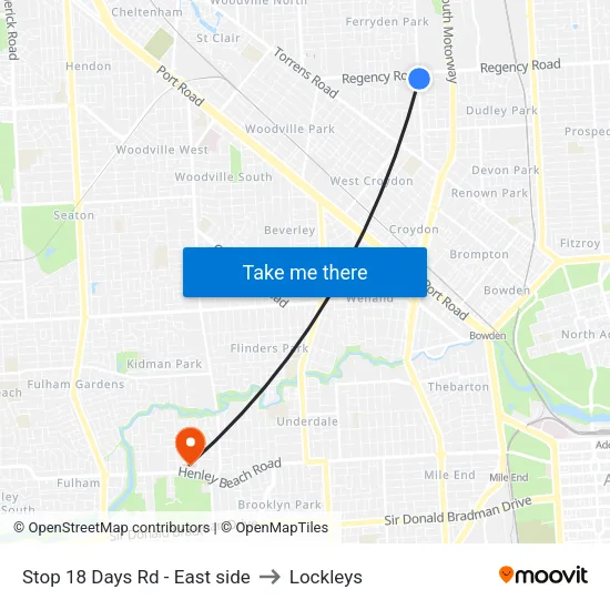 Stop 18 Days Rd - East side to Lockleys map