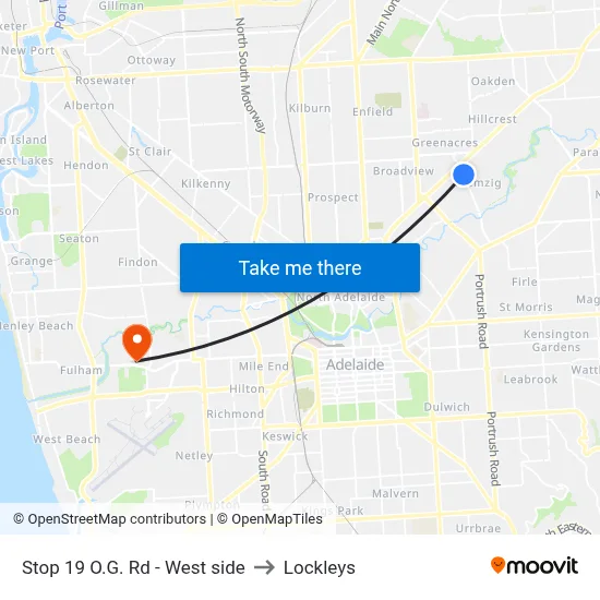 Stop 19 O.G. Rd - West side to Lockleys map
