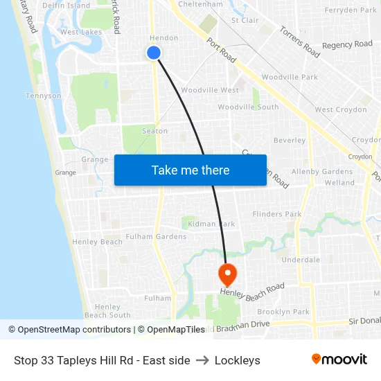 Stop 33 Tapleys Hill Rd - East side to Lockleys map